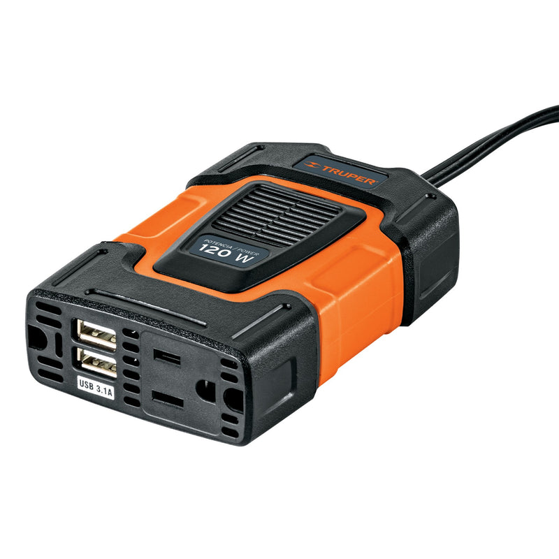 Inversor de corriente Truper 120 W 2 Puertos USB 3.1 A