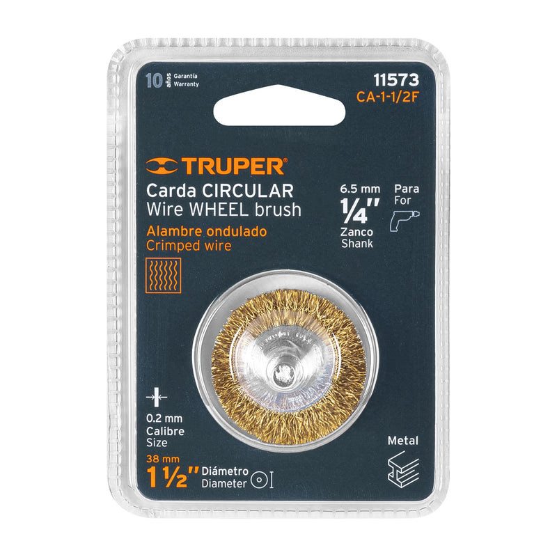 Carda circular Truper de 1-1/2", alambre fino para taladros eléctricos