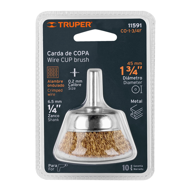 Carda de copa Truper 1-3/4" alambre fino