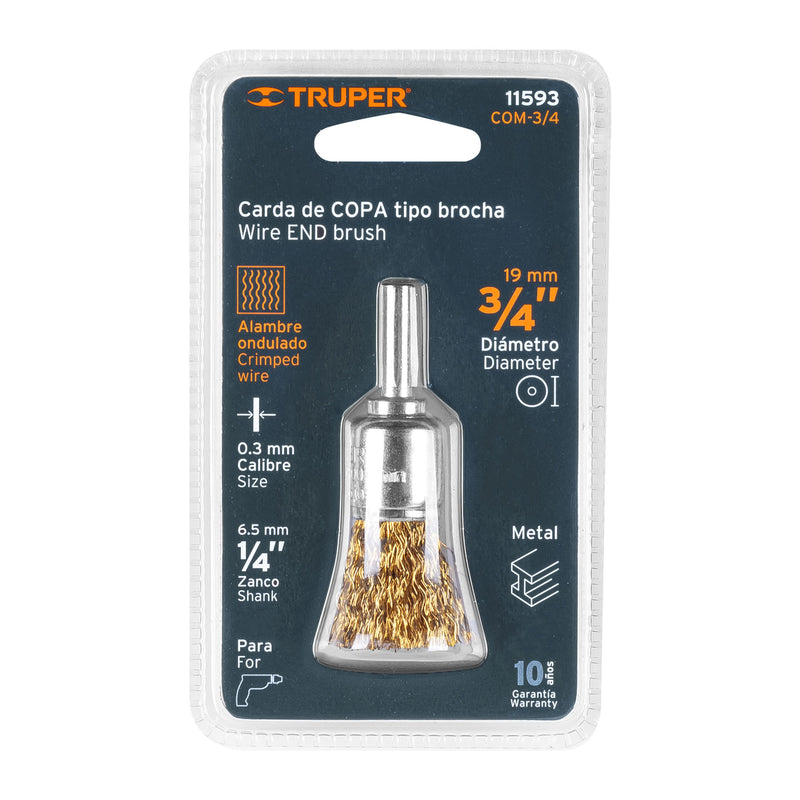 Carda de copa Truper 3/4" alambre grueso para taladro