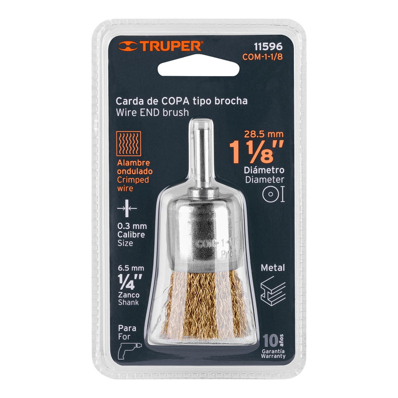 Carda de copa Truper 1-1/8" alambre grueso para taladros eléctricos