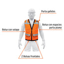 Chaleco de seguridad reforzado Truper con bolsas, talla Grande
