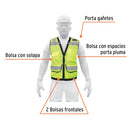 Chaleco de seguridad reforzado Truper con bolsas, talla Mediana