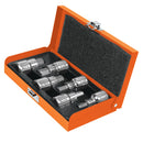 Juego de 6 dados cuadro 1/2" punta hex mm, Truper con estuche metálico