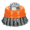 Carda copa Truper de 3" alambre trenzado fino eje M14