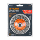 Carda tipo cónico Truper de 4" alambre trenzado eje 5/8"-11