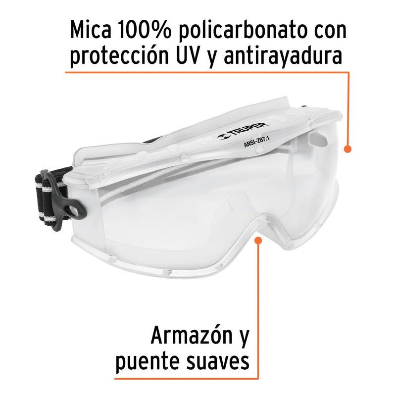 Goggles de seguridad profesional Truper, antiempaño