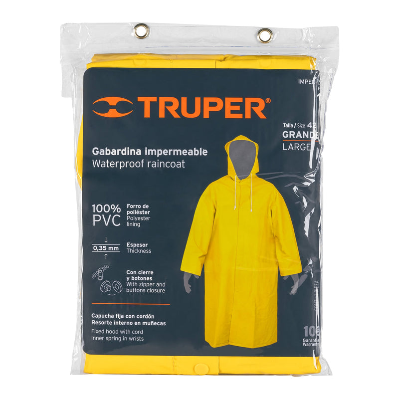 Gabardina impermeable doble capa Truper talla Grande