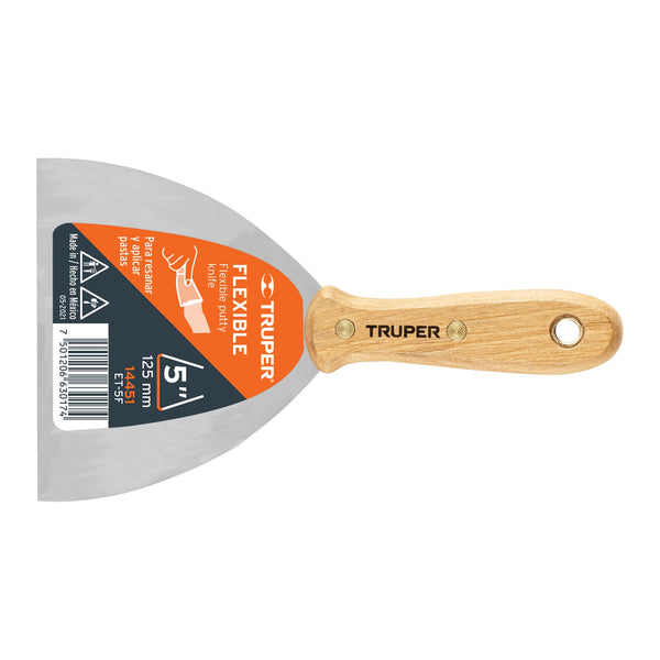 Espátula flexible Truper de 5" (13 cm) con mango de madera