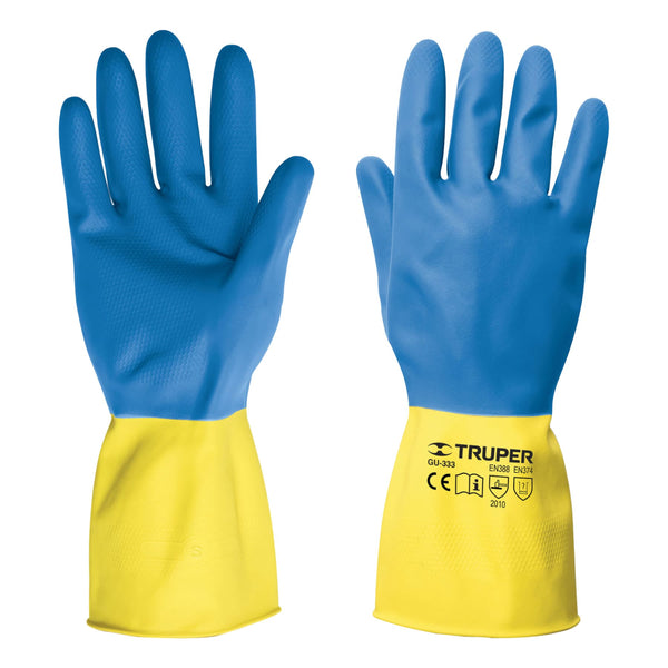 Guantes de látex reforzados para limpieza Truper, talla Mediana