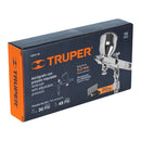 Pistola aerográfica de gravedad Truper con vaso fijo cuerpo cromado