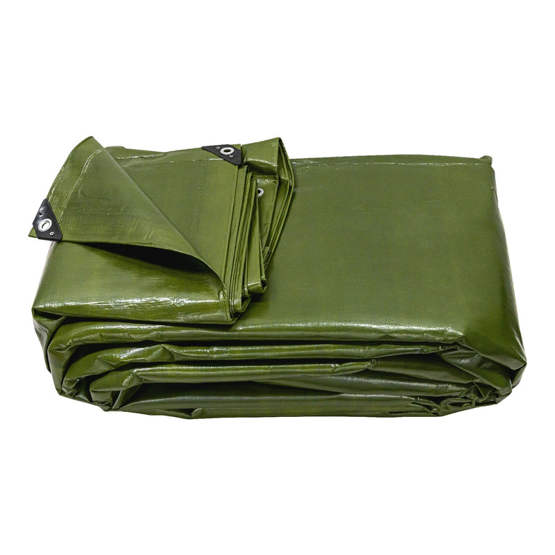 Lona uso rudo Truper 6 X 12 m verde olivo