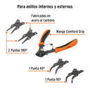 Pinza para anillos de retención 6"(15 cm) con 4 cabezas intercambiables, Truper
