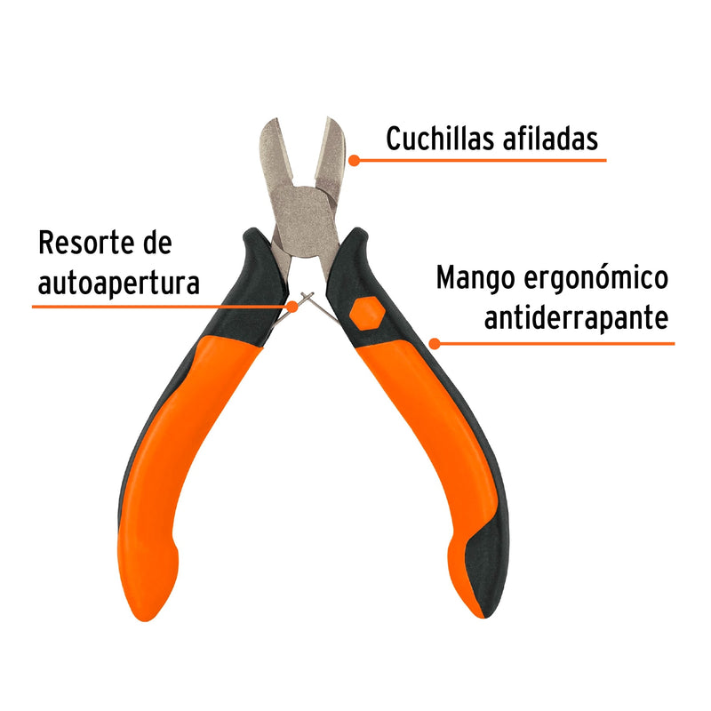 Mini pinza de corte diagonal 4"(10 cm) mango Comfort Grip, Truper