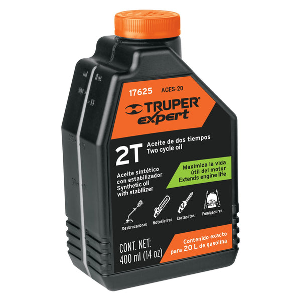 Aceite sintético Truper para motor de 2 tiempos, 400 ml
