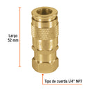 Cople rápido de latón Truper, cuerda 1/4 NPT