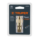 Cople rápido de latón Truper, cuerda 1/4 NPT