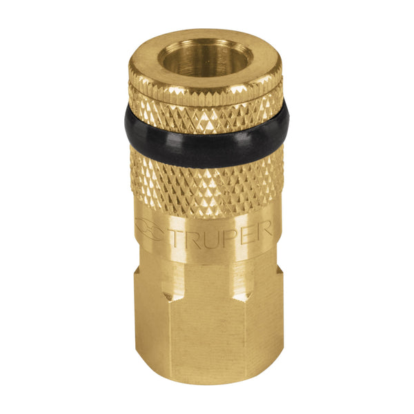 Cople de latón hembra Truper, cuerda 1/4 NPT