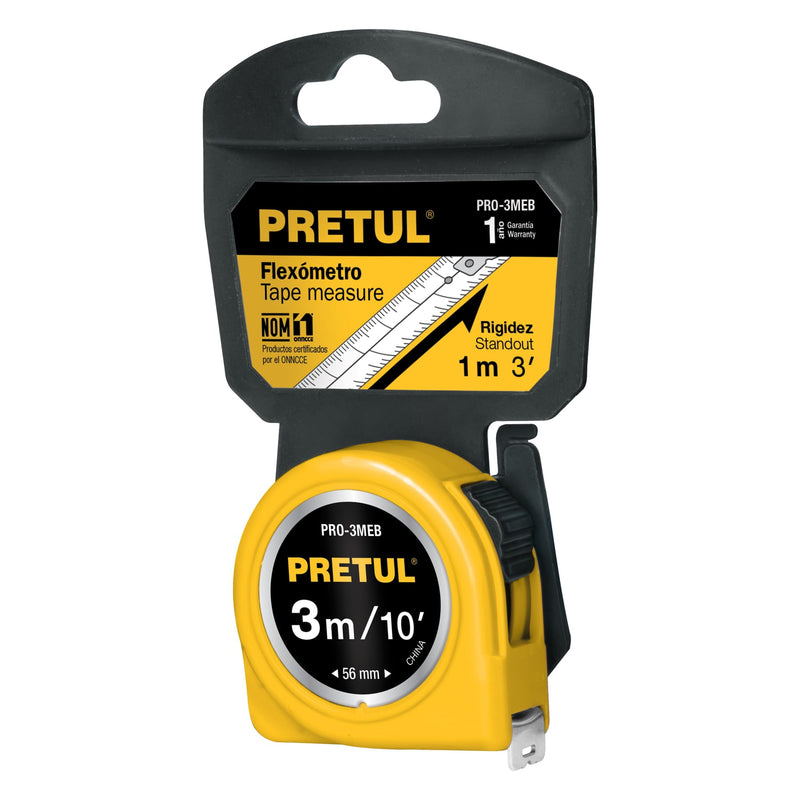 Flexómetro amarillo Pretul de 3M, cinta 13 mm