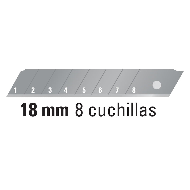 Cutter 18 mm plástico Pretul con alma metálica