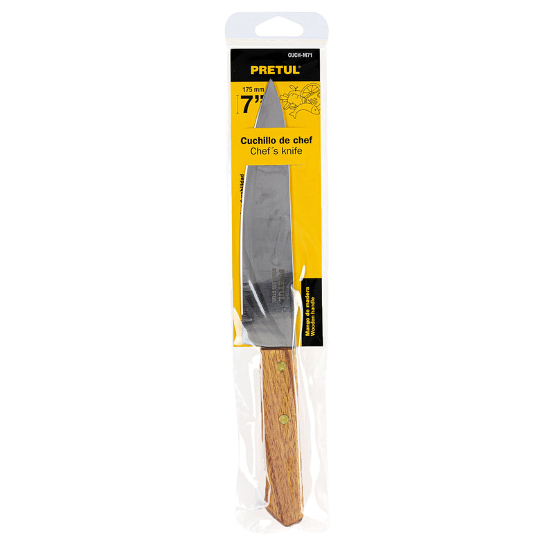 Cuchillo de chef 7" (18 cm) Pretul, mango de madera