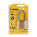 Candado de latón 40 mm gancho largo en blíster, Hermex