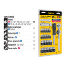 Juego de 25 herramientas 1/4" y 3/8", Pretul