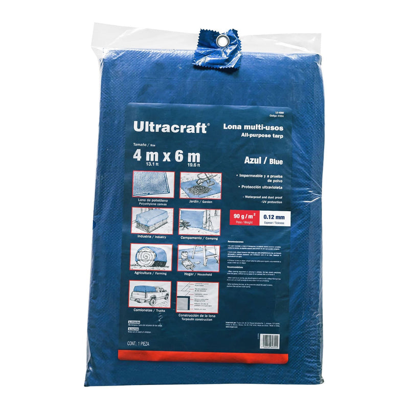 Lona Ultracraft Truper 4.0 x 6.0 m azul Protección ultravioleta