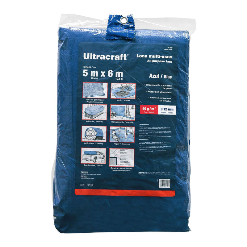 Lona Ultracraft Truper 5.0 x 6.0 m, azul Protección ultravioleta