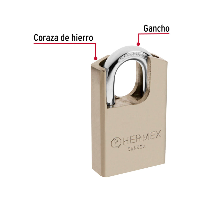 Candado de acero 50mm Hermex, máxima seguridad