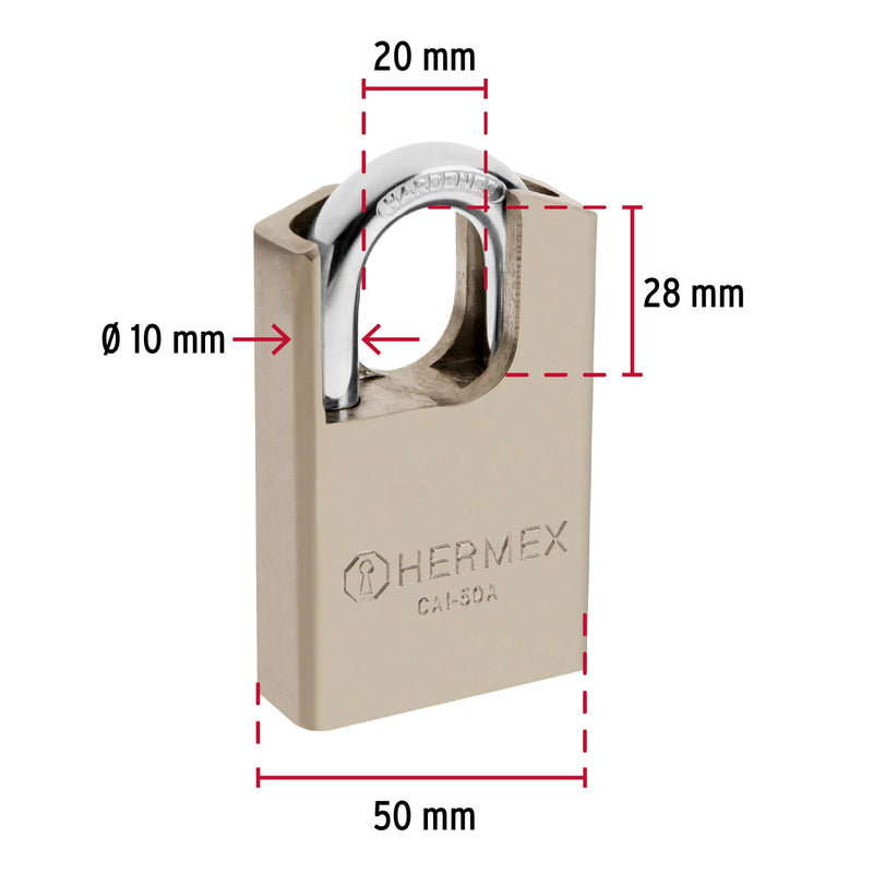 Candado de acero 50mm Hermex, máxima seguridad