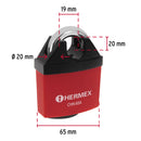 Candado de hierro 65 mm Hermex gancho protegido, llave anti-ganzúa