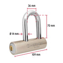 Candado de acero 109mm Hermex, gancho largo