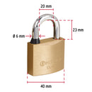 Candado de latón 40 mm Hermex, gancho corto