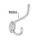 Gancho Hermex doble largo y corto tipo perchero, cromo mate
