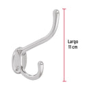 Gancho Hermex doble largo y corto tipo perchero, cromo mate