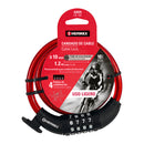 Candado de cable con combinación 10 mm x 1.20 m, Hermex