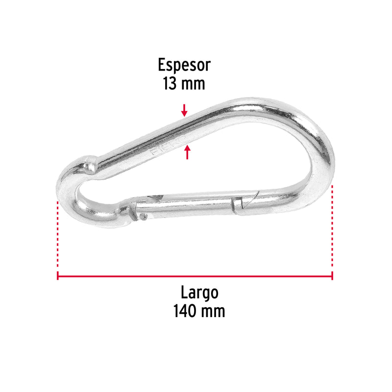 Bandola mosquetón de acero 1/2", Fiero