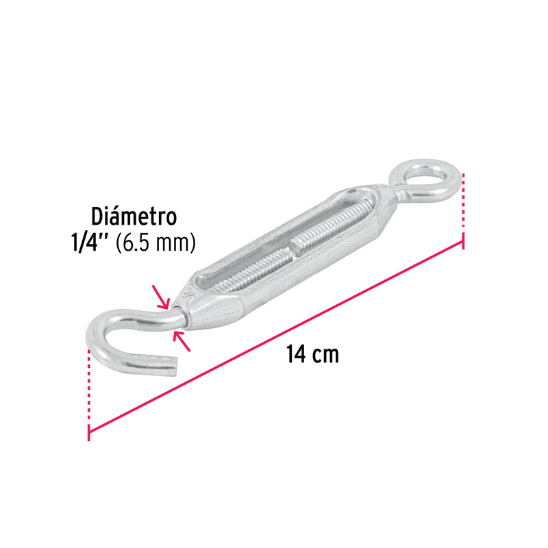 Tensor zinc 1/4" gancho-argolla, Fiero