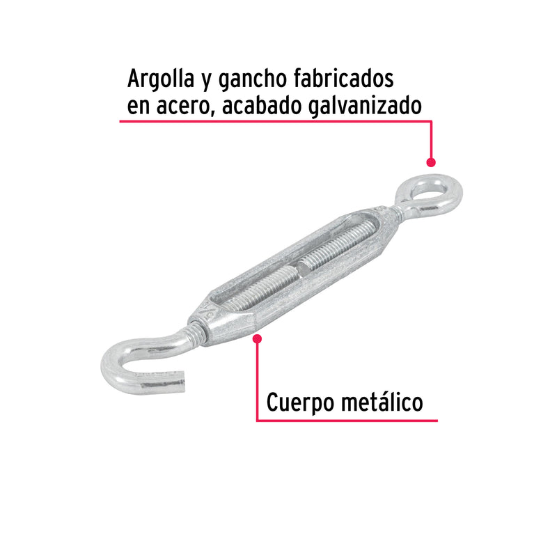 Tensor zinc 5/16" gancho-argolla, Fiero