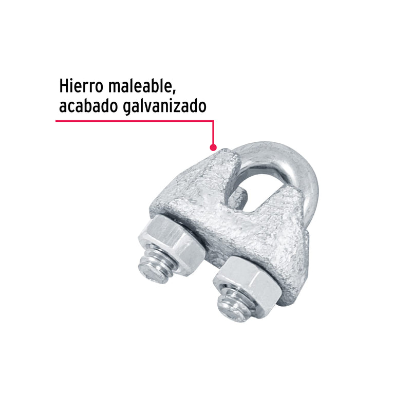 2 nudos de hierro para cable Fiero, 1/8" en blíster