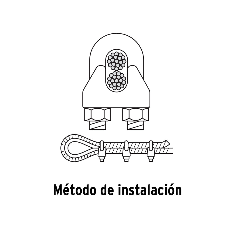 2 nudos de hierro para cable Fiero, 1/8" en blíster