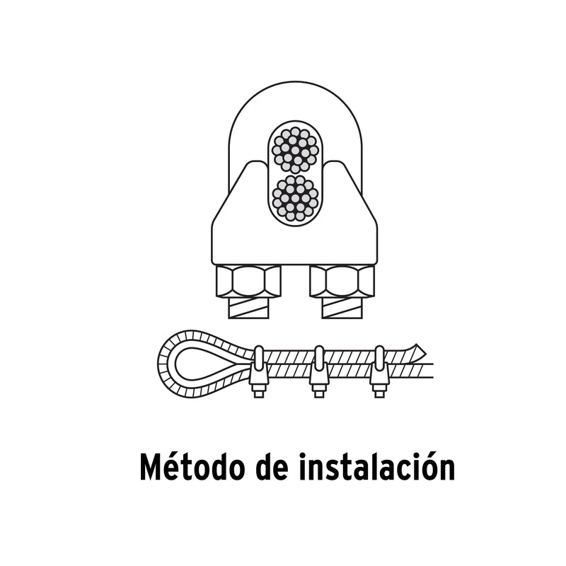 2 nudos de hierro para cable Fiero, 3/16" en blíster