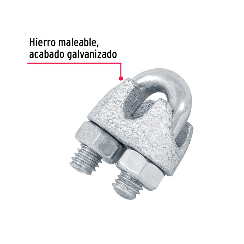 2 nudos de hierro para cable Fiero, 1/4" en blíster