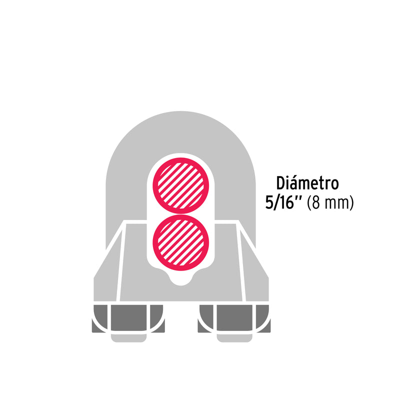 2 nudos de hierro para cable Fiero, 5/16" en blíster