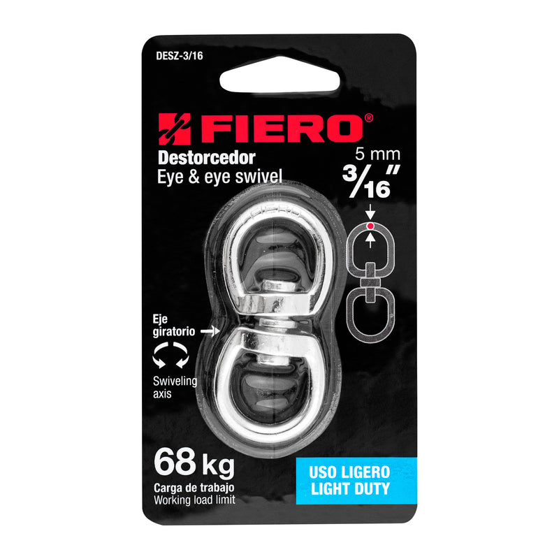 Destorcedor Fiero de zinc, 3/16" para cable