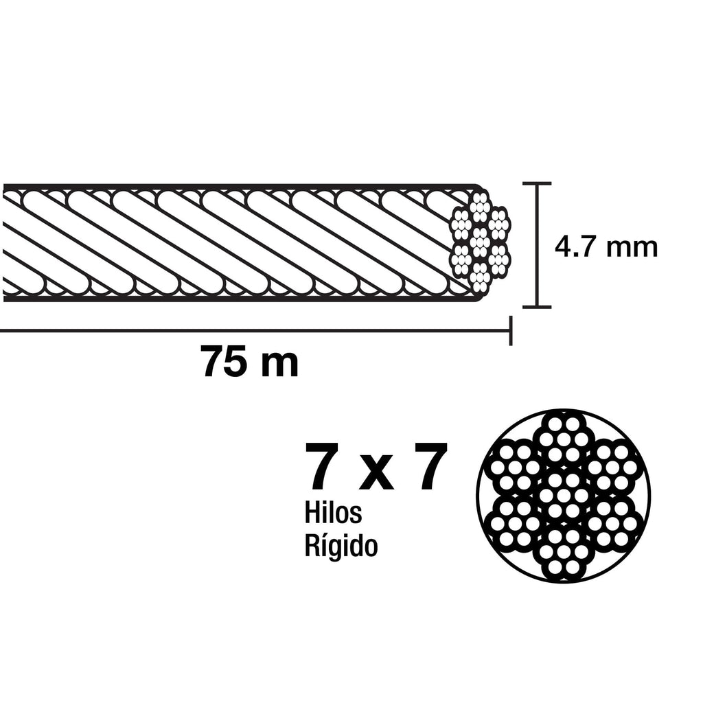 Cable de acero 7x7 1/16