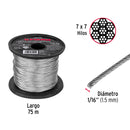 Cable rígido Fiero 1/16" de acero 7x7 hilos, rollo 75 metros