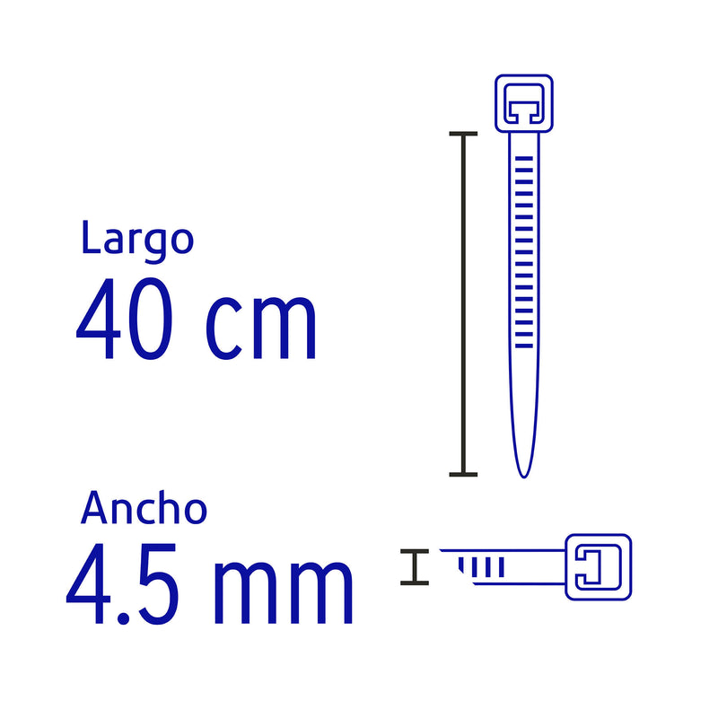 Bolsa con 25 cinchos plásticos Voltek 50 lb. de 400x4.5mm